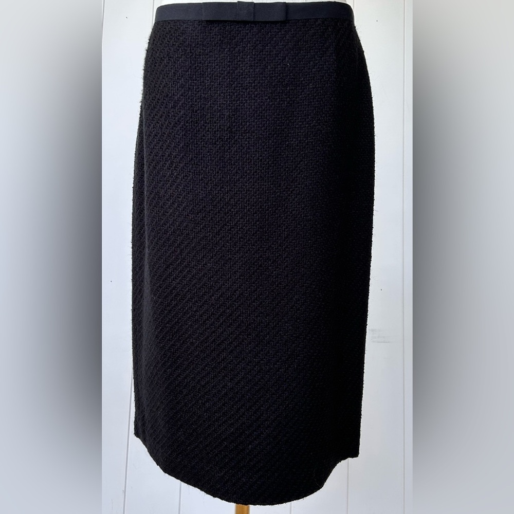 Ann Taylor Factory Boucle Pencil Skirt Lined Grosgrain Trim Black Size‎ 6